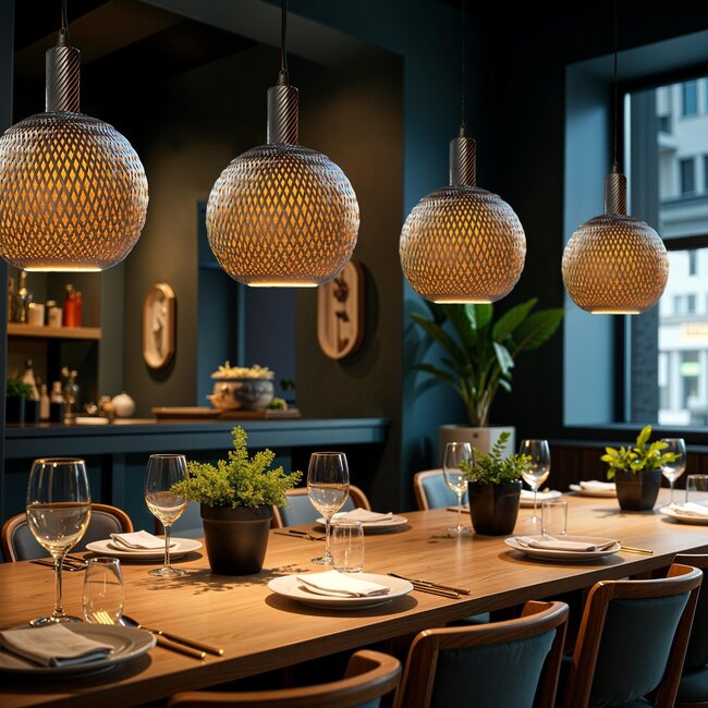 Suspension LED flottante en bambou bronze G300 2200K 6W