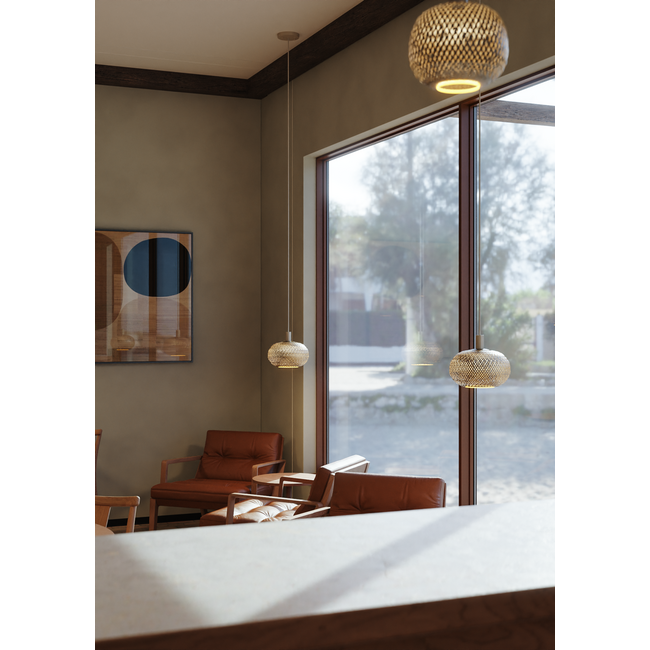 Ampoule LED flottante ovale en bambou bronze E300 2200K 6W