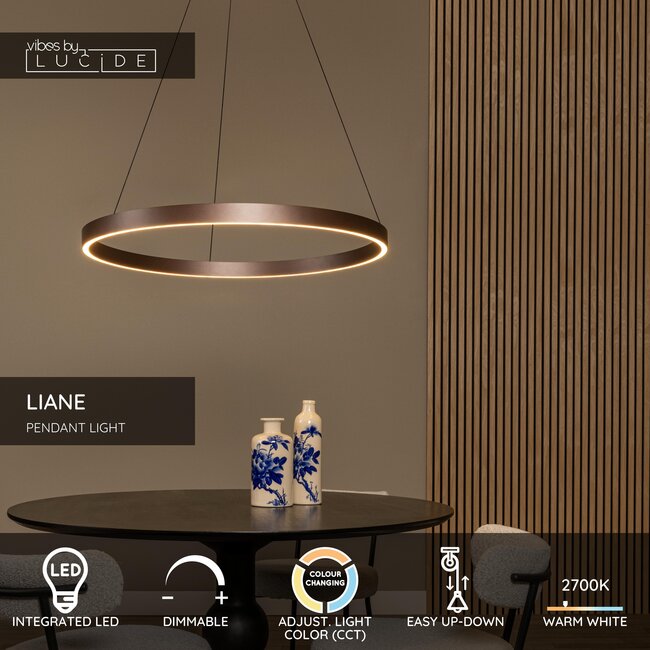 LIANE - Suspension - Ø 80 cm - LED à intensité variable - Température de couleur - 2 x 36 W 2700 K/4000 K - Brun rouille | Vibes - 46404/80/97