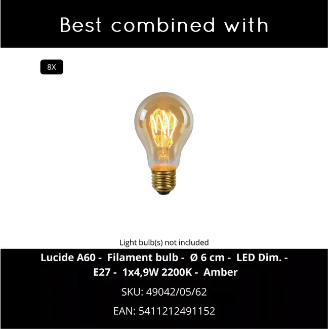 CINZIA - Hanglamp - 8xE27 - Wit - 13452/08/31