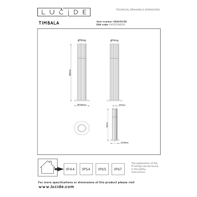 TIMBALA - Sokkellamp - 1xGU10 - IP44 - Zwart | Essential - 11841/01/30
