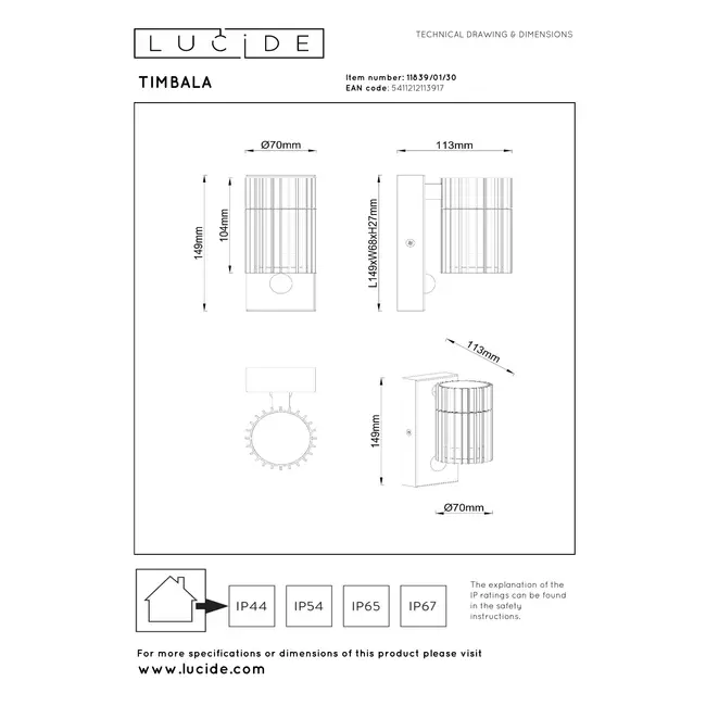 TIMBALA - Wandspot / Wandlamp Binnen/Buiten - 1xGU10 - IP44 - Beweging & dag/nacht sensor - Zwart | Essential - 11839/01/30