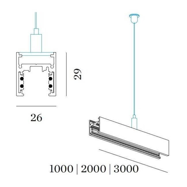 Strex 48V DALI rail 3M (surface-mounted or suspended)