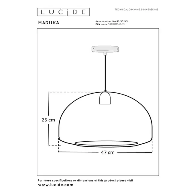 Premium MADUKA - Pendant lamp - 1xE27 - Brown - 10450/47/43