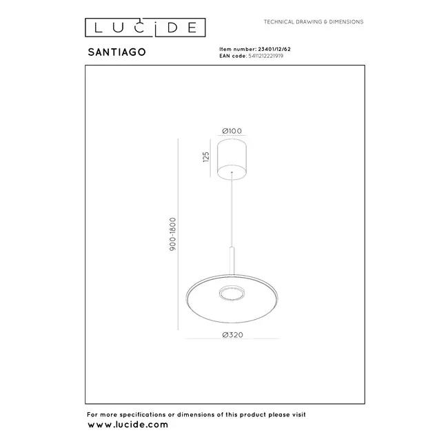 Premium SANTIAGO - Hanging lamp - Ø 32 cm - LED Dimming. - CCT - 1x16W 2700K/4000K - Amber - 23401/12/62