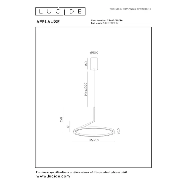Premium APPLAUSE - Pendant Lamp - Ø 60 cm - LED Dimmable - CCT - 1x32W 2700K/4000K - Hand Motion Sensor - Coffee - 23400/60/96