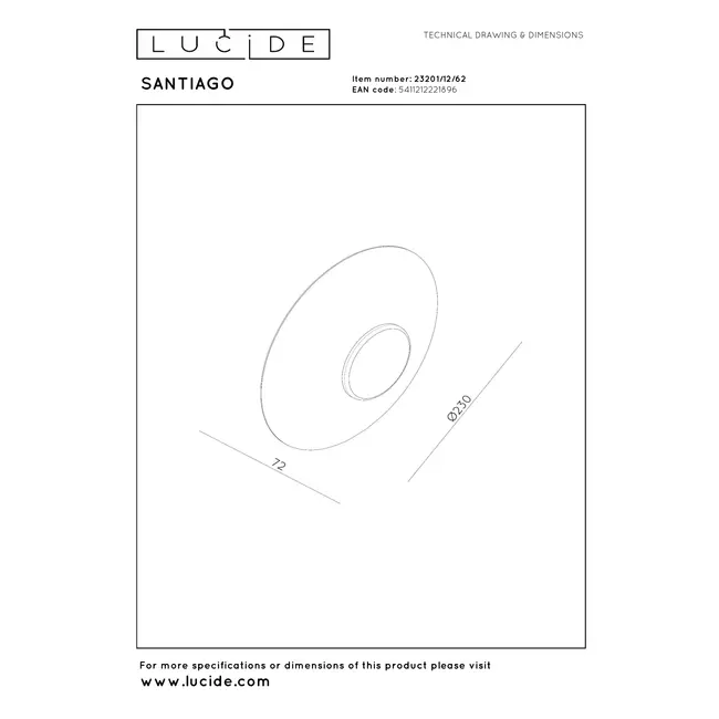 Applique murale Premium SANTIAGO - Ø 23 cm - LED à intensité variable - Température de couleur - 1 x 10 W 2700 K/4000 K - Ambre - 23201/12/62