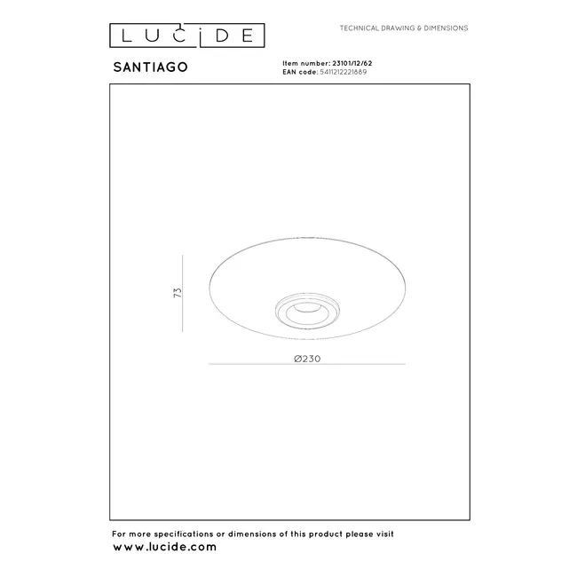 Plafonnier Premium SANTIAGO - Ø 23 cm - LED à intensité variable - Température de couleur - 1 x 10 W 2700 K/4000 K - Ambre - 23101/12/62