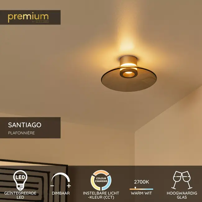 Premium SANTIAGO - Plafonnière - Ø 23 cm - LED Dimb. - CCT - 1x10W 2700K/4000K - Amber - 23101/12/62