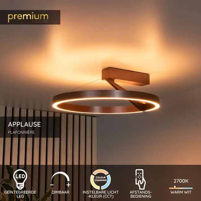 Plafonnier Premium APPLAUSE - Ø 40 cm - LED à intensité variable - Température de couleur - 1 x 26 W 2200 K/4000 K - Coloris Café - 23100/40/96