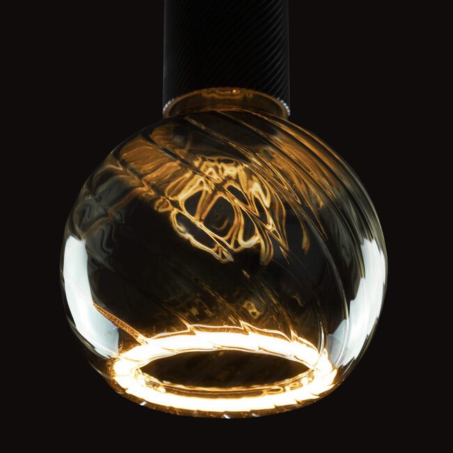 LED Floating Globe 125 twisted smokey grey-E27-6W-250lm-1900K