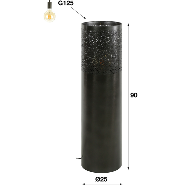 Lampadaire cylindrique Ø25 90 cm