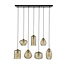 Hanglamp 4+3 stripe glass horizontal / Amberkleurig glas