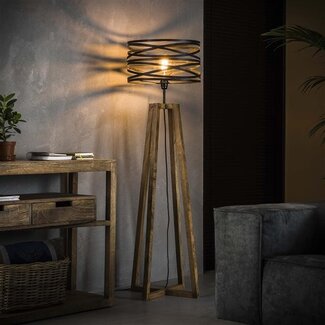 LioLights Twist floor lamp with a wooden cross frame