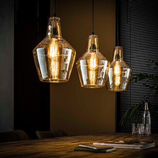 LioLights Pendant lamp 3L amber glass cone