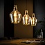 Pendant lamp 3L amber glass cone