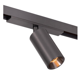 Lucide Premium Système d'éclairage sur rail LINIAL BIX Railspot Premium - Monophasé - Intelligent - Rail 48 V - 1 LED - Chrome noir mat