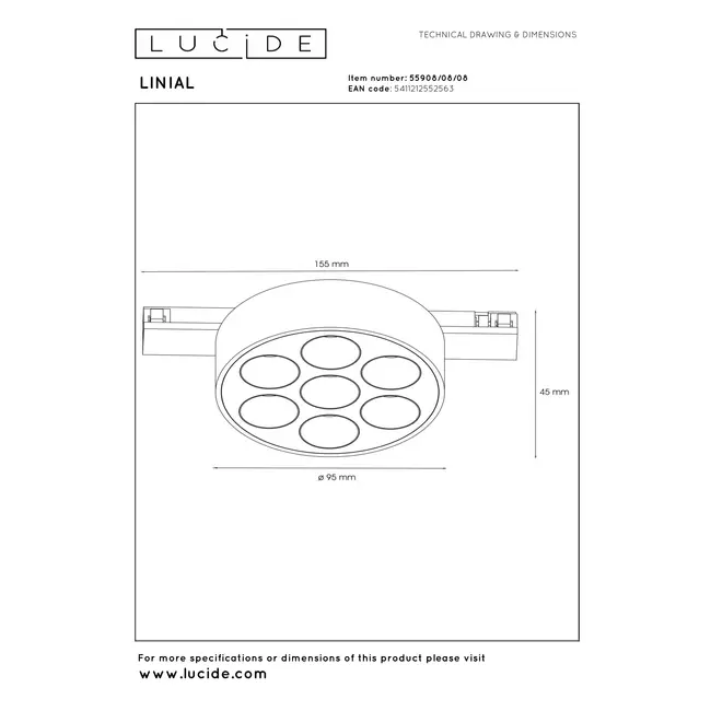Premium LINIAL XAVI Railspot - 1-fase Railsysteem / Railverlichting - Smart - 48V Track - LED - Mat Zwart Chroom - 55908/08/08