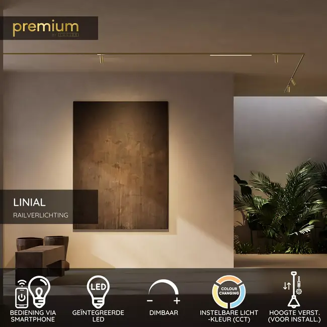 Premium LINIAL LUXUS Pendant Lamp - 1-Phase Track System / Track Lighting - Smart - 48V Track - 1xLED - Champagne - 55906/08/05