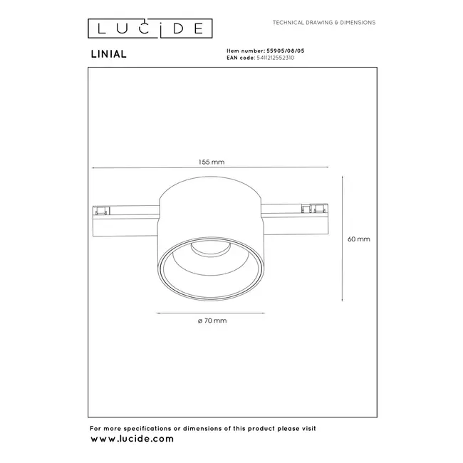 Spot sur rail LINIAL LUX Premium - Système de rail monophasé / Éclairage sur rail - Intelligent - Rail 48 V - 1 LED - Champagne - 55905/08/05