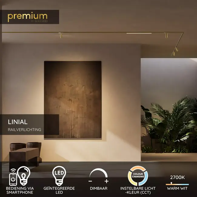 Premium LINIAL FIXXT Rail spot - 1-phase Rail system / Rail lighting - Smart - 48V Track - 1xLED - Champagne - 55904/08/05