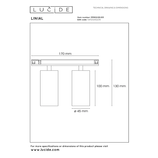 Premium LINIAL MOXX Rail spotlight - 1-phase Rail system / Rail lighting - Smart - 48V Track - 2xLED - Champagne - 55902/20/05