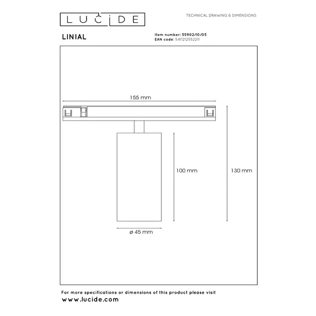 Spot sur rail LINIAL MOX Premium - Système de rail monophasé / Éclairage sur rail - Intelligent - Rail 48 V - 1 LED - Champagne - 55902/10/05