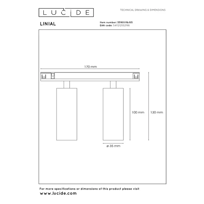 Premium LINIAL BIXX Rail spot - 1-phase Rail system / Rail lighting - Smart - 48V Track - 2xLED - Champagne - 55901/16/05