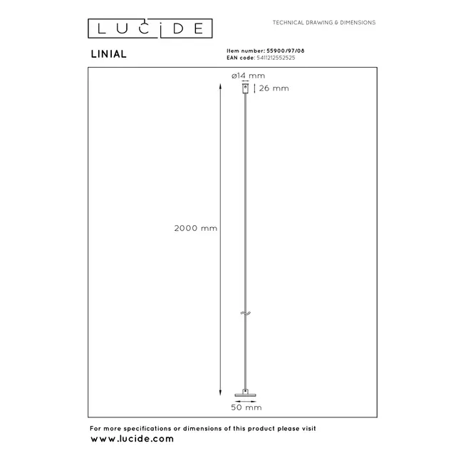 Premium LINIAL Suspension Cable - 1-Phase Track System / Track Lighting - Smart - 48V Track - Matte Black Chrome - 55900/97/08