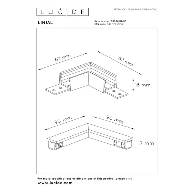 Premium LINIAL L-coupler - 1-phase track system / track lighting - Smart - 48V track - Champagne - 55900/19/05