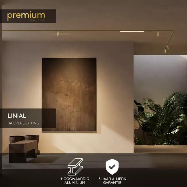 Premium LINIAL Straight connector - 1-phase track system / track lighting - Smart - 48V track - Champagne - 55900/08/05