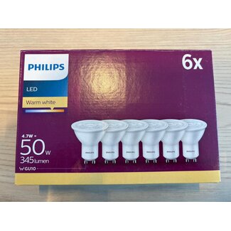Philips LED Spot GU10 - 50W - 2700K - NIET DIMBAAR -  6pack