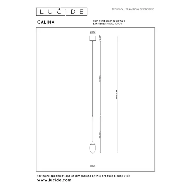 Premium CALINA - Hanglamp - Ø 9,9 cm - LED Dimb. - CCT - 1x7W 2200K/3300K - Met vervangbare LED-module - Zwart - 24406/07/30