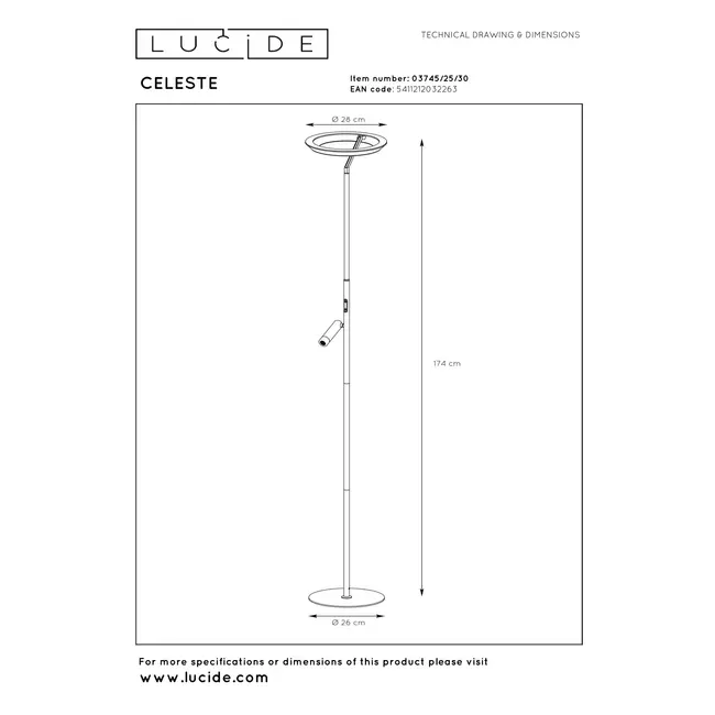 CELESTE - Lampadaire - Ø 28 cm - LED Dim. - 2700K - Noir | Essential - 03745/25/30