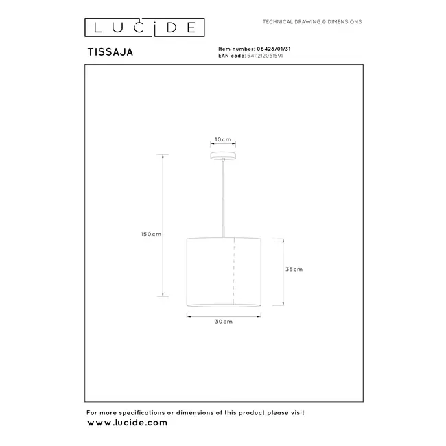 TISSAJA - Pendant light - Ø 30 cm - 1xE27 - White | Essential - 06428/01/31