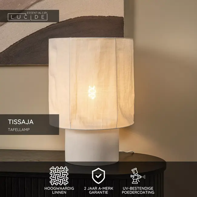 TISSAJA - Lampe de table - Ø 35 cm - 1xE27 - Blanc | Essential - 06528/50/31