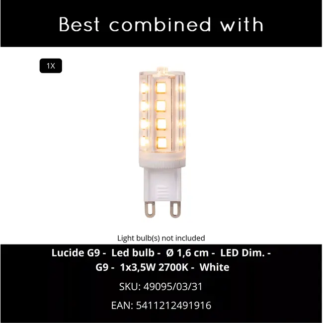 GLITZER - Table lamp - Ø 14 cm - 1xG9 - Silver | Essential - 10527/01/14