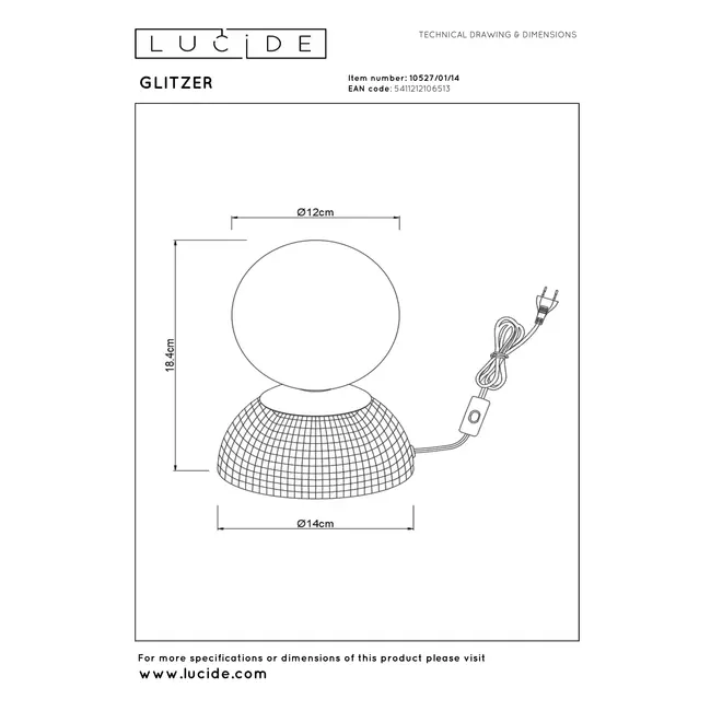 GLITZER - Tafellamp - Ø 14 cm - 1xG9 - Zilver | Essential - 10527/01/14