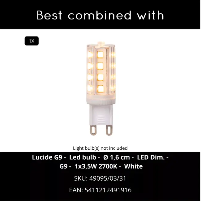 GLITZER - Lampe de table - Ø 14 cm - 1xG9 - Rose | Essential - 10527/01/66