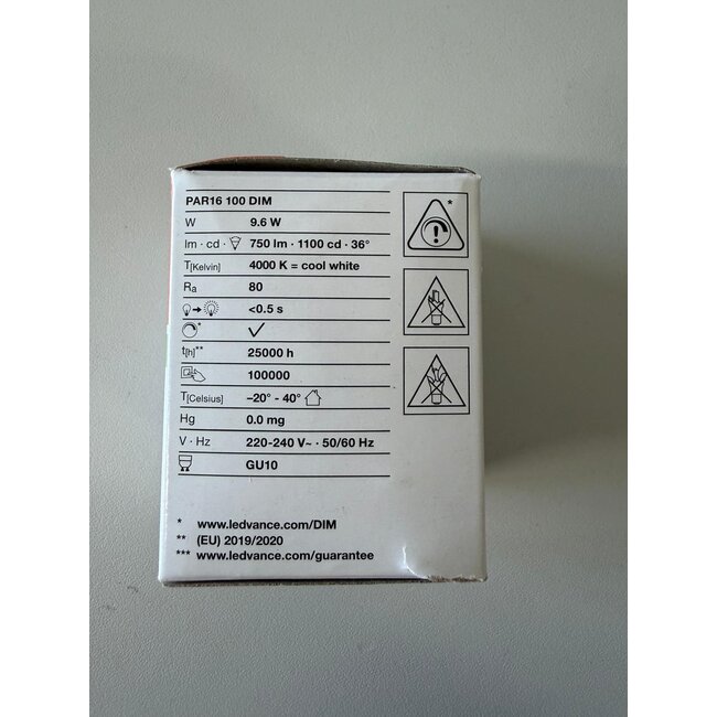 Spot LED GU10 9,6-100 W - Intensité variable - Prise murale