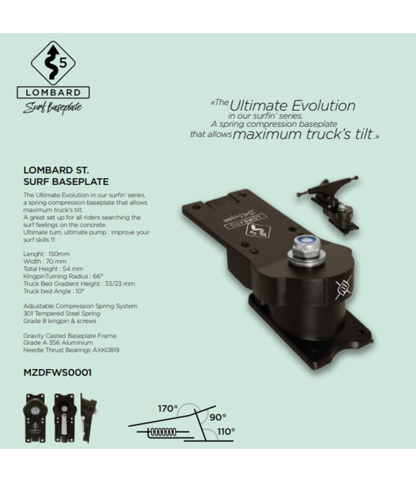 Lombard Flying Wheels / Smoothstar  Lombard Carver Base Truck Surf Style Black