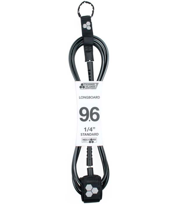 Channel Island Channel Island 9'6" Hex Cord Std 1/4 Leash Black