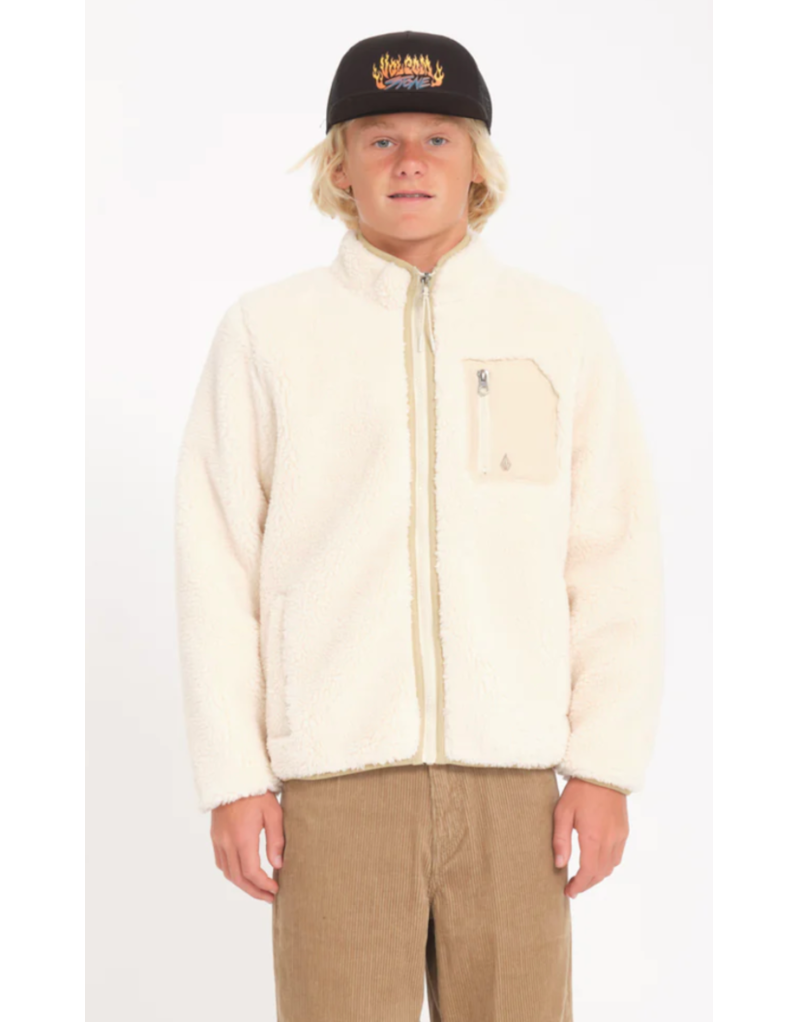 Volcom Volcom Muzzer Fuzzar Zip Sherpa Sweatshirt Dirty White