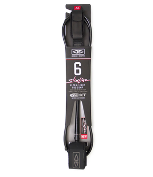 Ocean & Earth 6'0"  Slim Line Lightweight Comp Leash Black