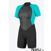 O'Neill Dames Reactor-2 2mm Back Zip S/S Spring Black Light Aqua