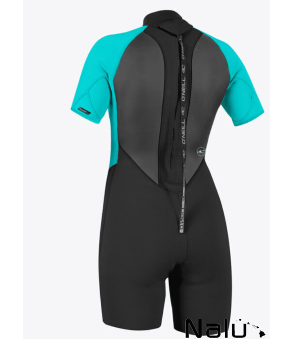 O'Neill O'Neill Dames Reactor-2 2mm Back Zip S/S Spring Black Light Aqua