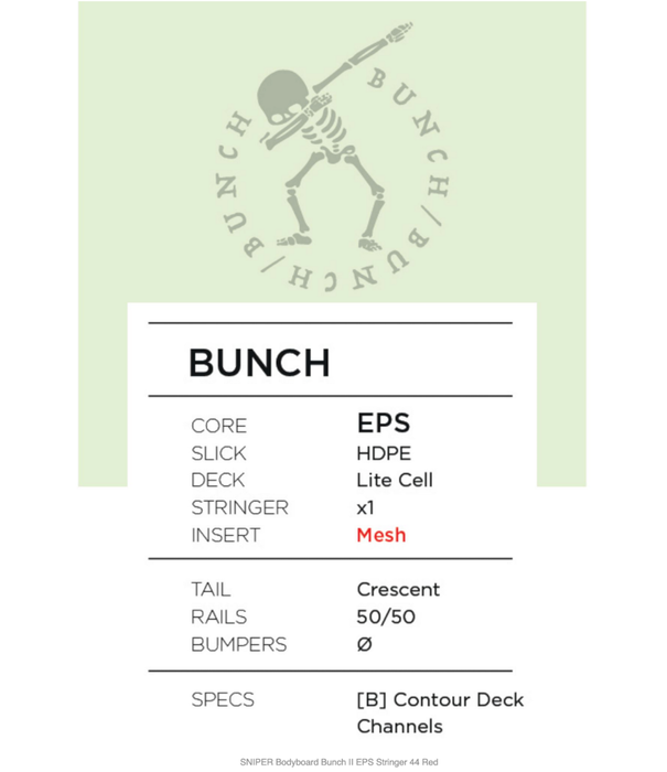 Sniper Bodyboards Sniper 44 Bodyboard Bunch II EPS Stringer Pink