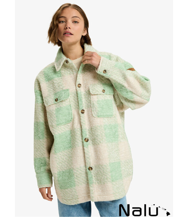 Roxy Roxy Over And Above Shacket Polar Fleece Pistachio Be Bold Plaid