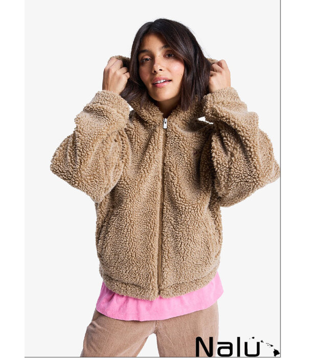 Roxy Roxy City Track Oversized Fleece Hoodie Woodsmoke