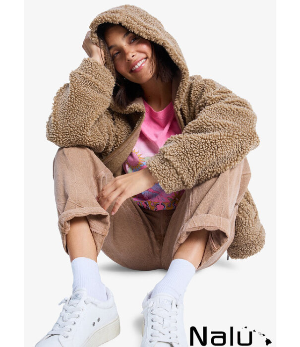 Roxy Roxy City Track Oversized Fleece Hoodie Woodsmoke